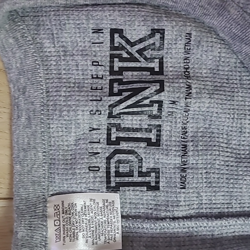 Victoria's Secret PINK Pajama One Piece Med Gray Fair Isle Thermal Back Flap - Picture 4 of 8